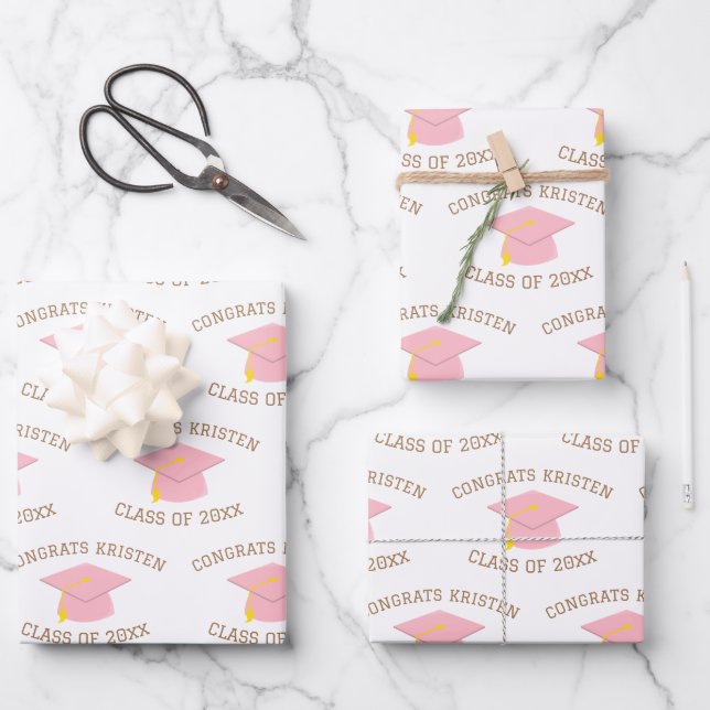 Hoja De Papel De Regalo Clase personalizado de regalo de tapón de graduaci (Anverso)