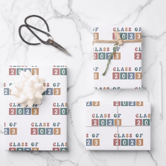 Hoja De Papel De Regalo Clase Retro de 2023 Graduación (Anverso)