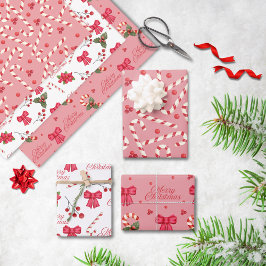 Hoja De Papel De Regalo Clásica Lazo de Flor de Flor Blanca Roja