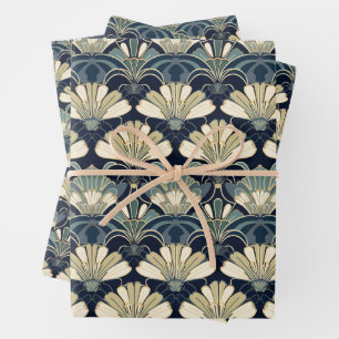 Hoja De Papel De Regalo Clásico Art Deco Diversos Ventiladores De Tamaño