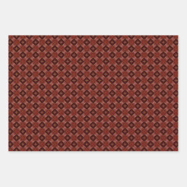 Hoja De Papel De Regalo Clásico Bordeaux Red & Gold Juego de 3 piezas