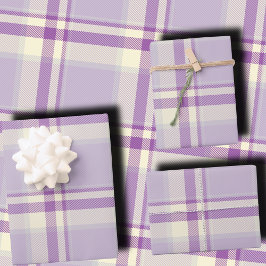 Hoja De Papel De Regalo Clásico Cuadro Lavanda Elegante Fiesta de Navidad