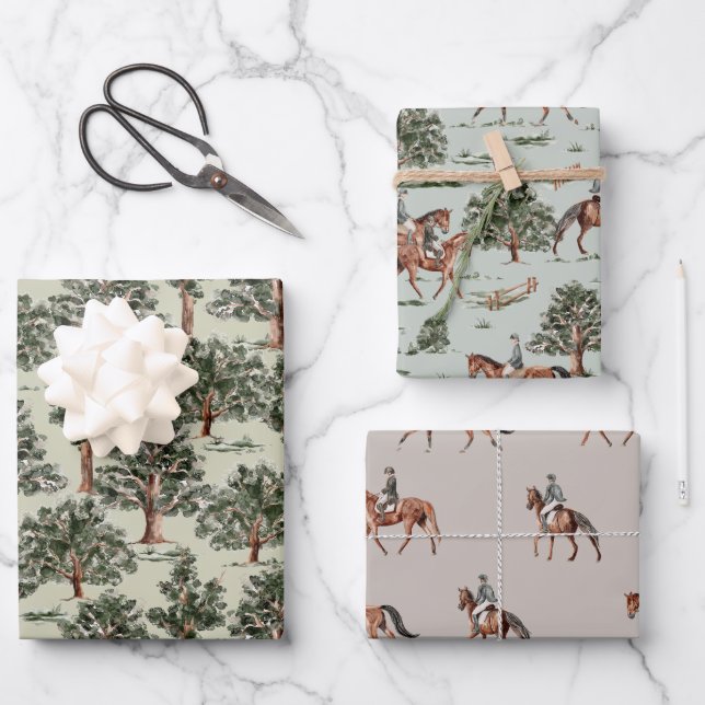 Hoja De Papel De Regalo Clásico de Caballo Ecuestre (Anverso)