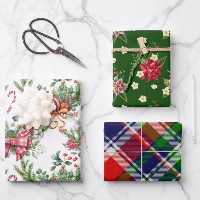 Hoja De Papel De Regalo Clásico de Navidad  (Anverso)