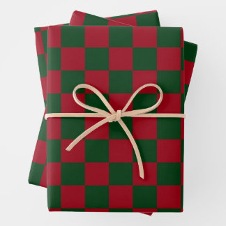 Hoja De Papel De Regalo Clásico estampado de tablero de ajedrez de Navidad
