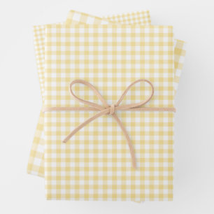 Hoja De Papel De Regalo Clásico Gingham Amarillo Canario