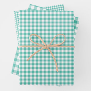 Hoja De Papel De Regalo Clásico Gingham Bluegrass Verde