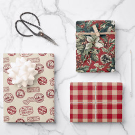 Hoja De Papel De Regalo Clásico navideño vintage