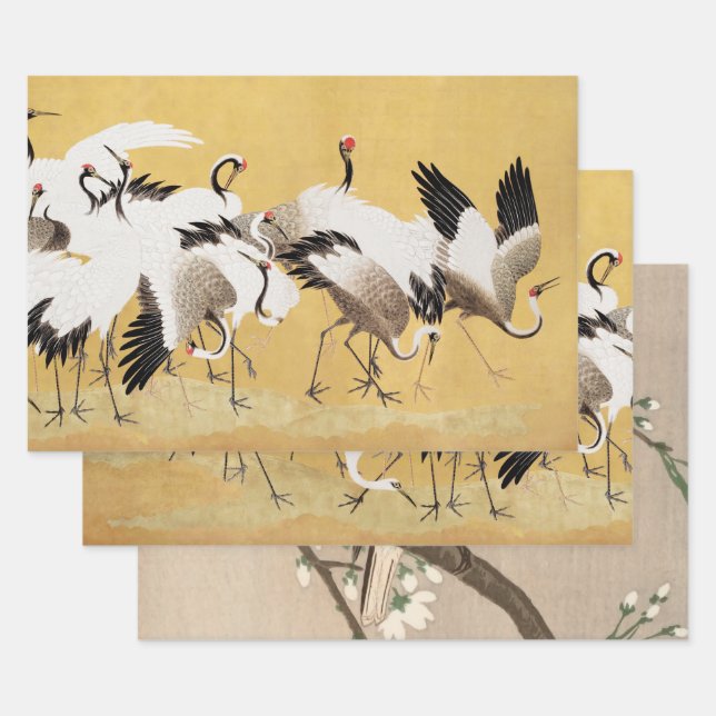 Hoja De Papel De Regalo Clásico rico en aves de rebaño japonés (Set)