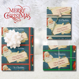 Hoja De Papel De Regalo Clásico Santa Claus Personalizado nombre niño de S