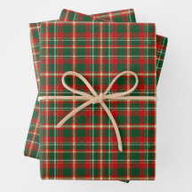 Clásico Tartán de Cuadros Navideños Rojo Verde Dor