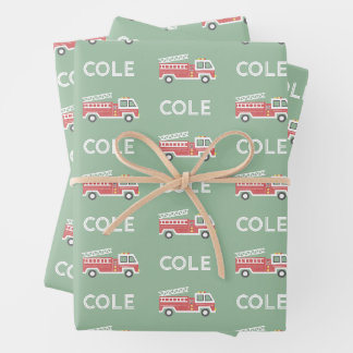 Hoja De Papel De Regalo Clásico tema del Personalizado de bomberos rojo