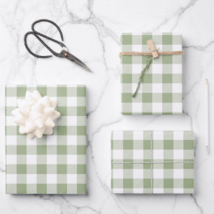 Hoja De Papel De Regalo Clásico Verde Salvia Cuadros