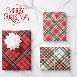 Hoja De Papel De Regalo Clásicos Navidades Plaids Green Red 3 Coordination
