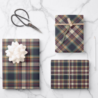 Hoja De Papel De Regalo Classic Blue Dark Green Red Plaid Pattern Holiday