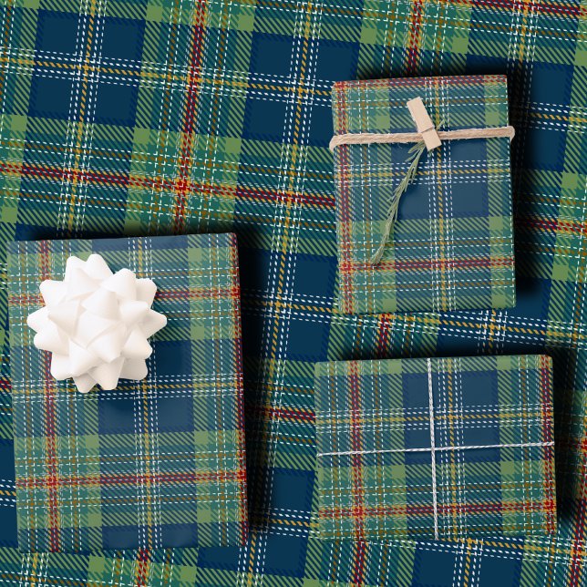 Hoja De Papel De Regalo Classic Holiday Plaid Stylish Green & Navy Xmas (Subido por el creador)