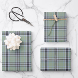 Hoja De Papel De Regalo Classic Sage Green Blue Gray Tartan Plaid Pattern