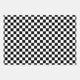 Hoja De Papel De Regalo Classic White with Black Square Pattern Style