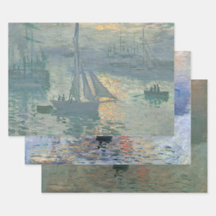 Hoja De Papel De Regalo Claude Monet Amanecer 1873 Barcos de Vela Puerto A
