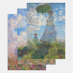 Hoja De Papel De Regalo Claude Monet - Mujer con asador<br><div class="desc">Mujer con Parasol/Paraguas a la derecha - Claude Monet en 1886. El Paseo,  Mujer con Parasol - Claude Monet,  1875. Mujer con Parasol/Paraguas a la izquierda - Claude Monet en 1886.</div>