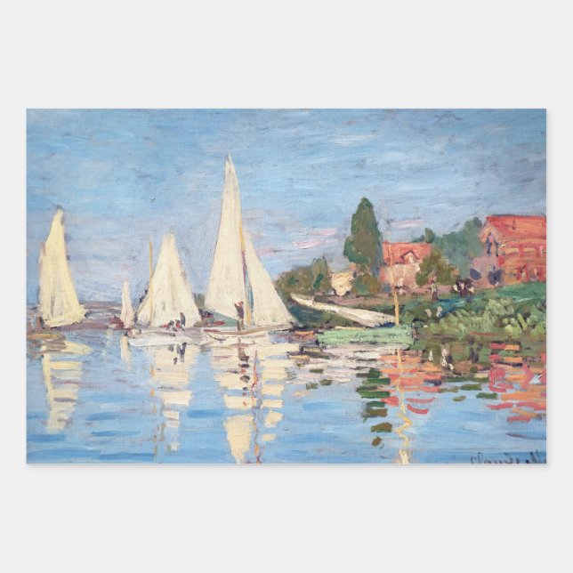 Hoja De Papel De Regalo Claude Monet - Regattas en Argenteuil (Anverso)