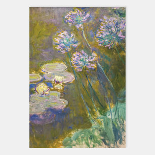 Hoja De Papel De Regalo Claude Monet - Waterlilies y Agapanthus