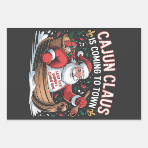 Hoja De Papel De Regalo Cláusula Cajún viene a la ciudad Navidad Krampus