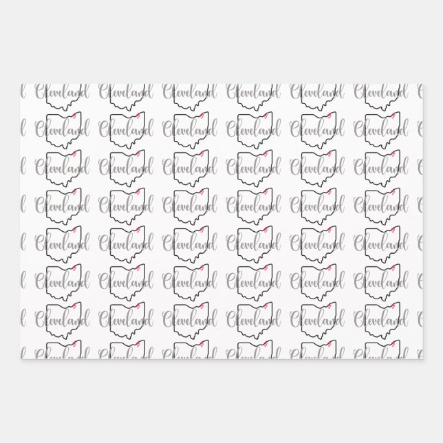 Hoja De Papel De Regalo Cleveland Ohio Love (Anverso 2)