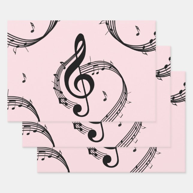 Hoja De Papel De Regalo Climactic G Clef Music Pink (Set)