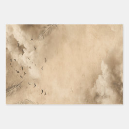 Hoja De Papel De Regalo Clouds Birds Feathers Pastel Sky Collage