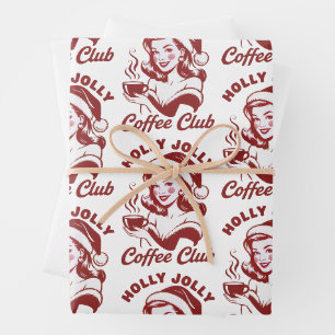 Hoja De Papel De Regalo Club de Café Holly Jolly Sarcástico Navidad Burlon
