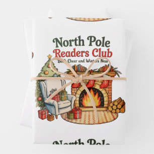 Hoja De Papel De Regalo Club de Lectores del Polo Norte Libros de Navidad 