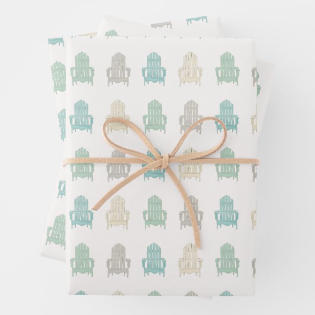Hoja De Papel De Regalo Coastal Adirondack preside Lake House Beach House (In situ)
