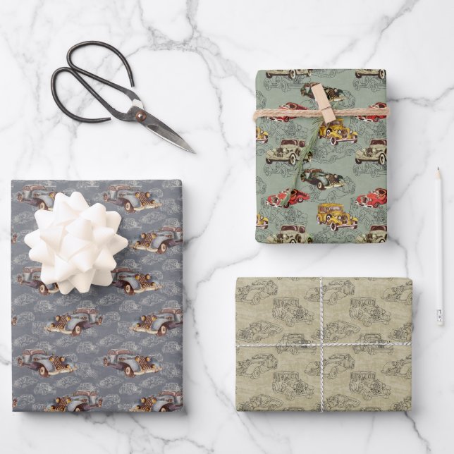 Hoja De Papel De Regalo Coches clásicos (Anverso)