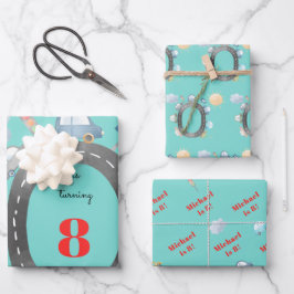 Hoja De Papel De Regalo Coches y vehículos en el cumpleaños del chico de l