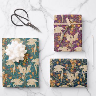 Hoja De Papel De Regalo Cockatoo and Pomegranate by Walter Crane Dark