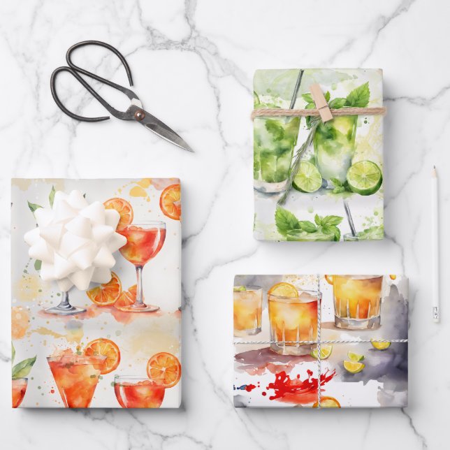 Hoja De Papel De Regalo Cócteles a las 7:00 (Anverso)