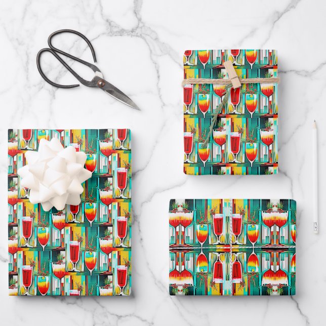 Hoja De Papel De Regalo Cócteles de Navidades de PopArt (Anverso)