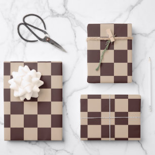 Hoja De Papel De Regalo Coffee Brown Checkerboard