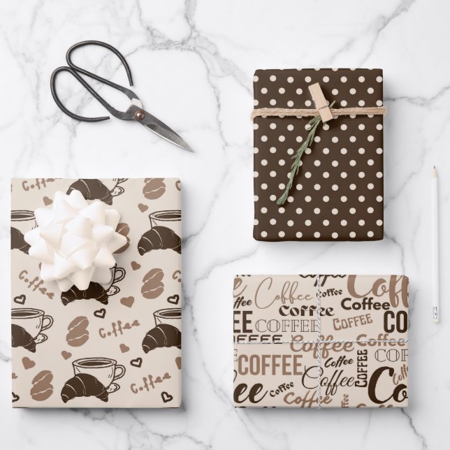 Hoja De Papel De Regalo Coffee Charm Trio 3 (Anverso)