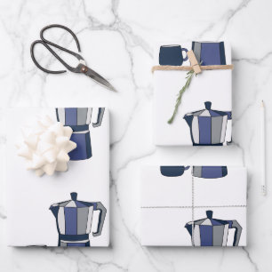 Hoja De Papel De Regalo Coffee Pot Café Mug Cumpleaños