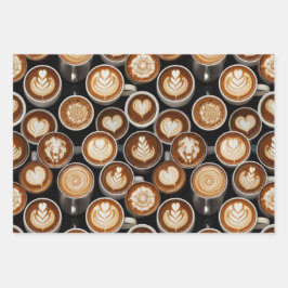 Hoja De Papel De Regalo Coffee Themed Wrapping Paper Flat Sheet Set of 3