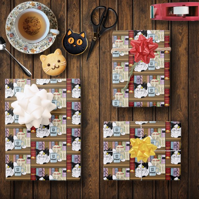 Hoja De Papel De Regalo Coffee Tuxedo Cat Funny (Subido por el creador)