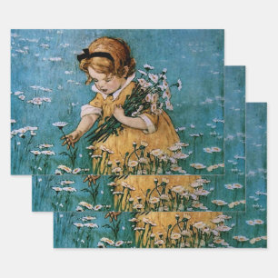 Hoja De Papel De Regalo Cogiendo margaritas por Jessie Willcox Smith