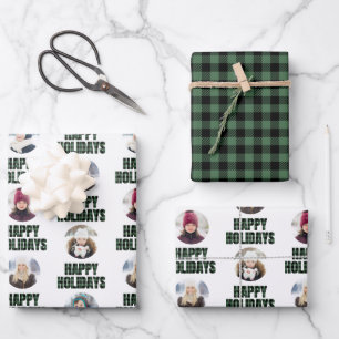 Hoja De Papel De Regalo Colage de fotos de Navidad en cuadros de Búfalo ne