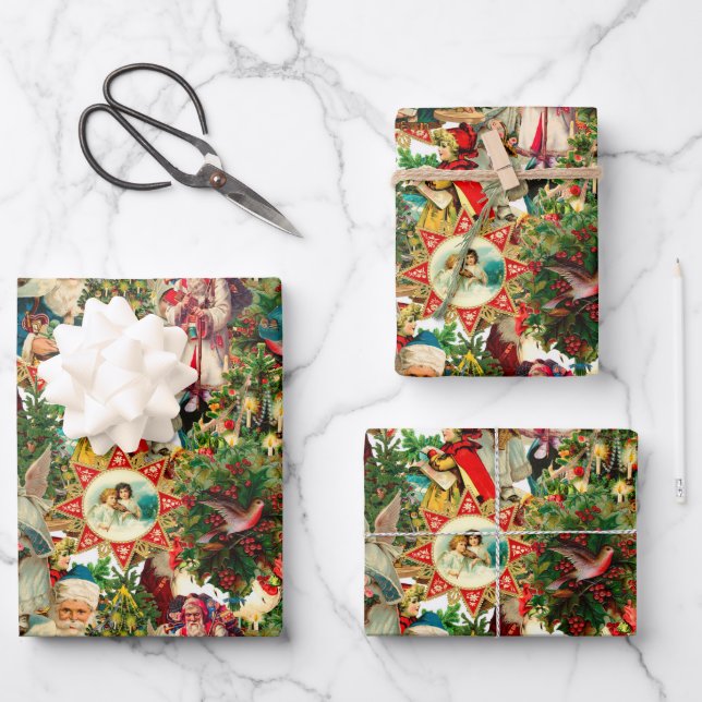 HOJA DE PAPEL DE REGALO COLAGE DE NAVIDADES VICTORIANOS (Anverso)