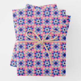 Hoja De Papel De Regalo Colcha de bloque de estrellas modernas