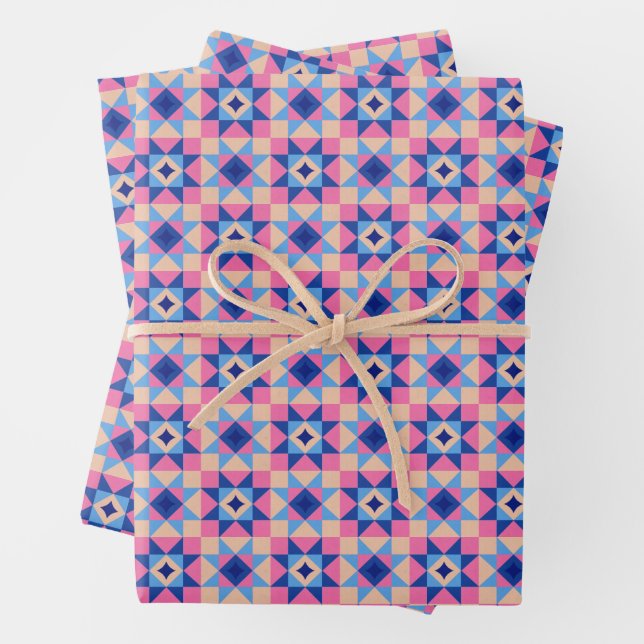 Hoja De Papel De Regalo Colcha de bloque de estrellas modernas (In situ)