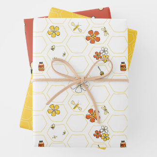 Hoja De Papel De Regalo Colección caprichosa de panal de abeja y abejorro