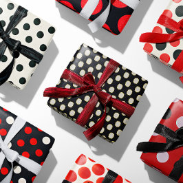 Hoja De Papel De Regalo Colección clásica de puntas polka blanco rojo negr